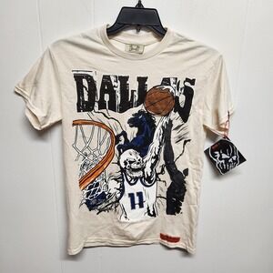 Brand X Shirt Mens Small White Dallas Basketball Skull Graphic Short Sleeve Tee